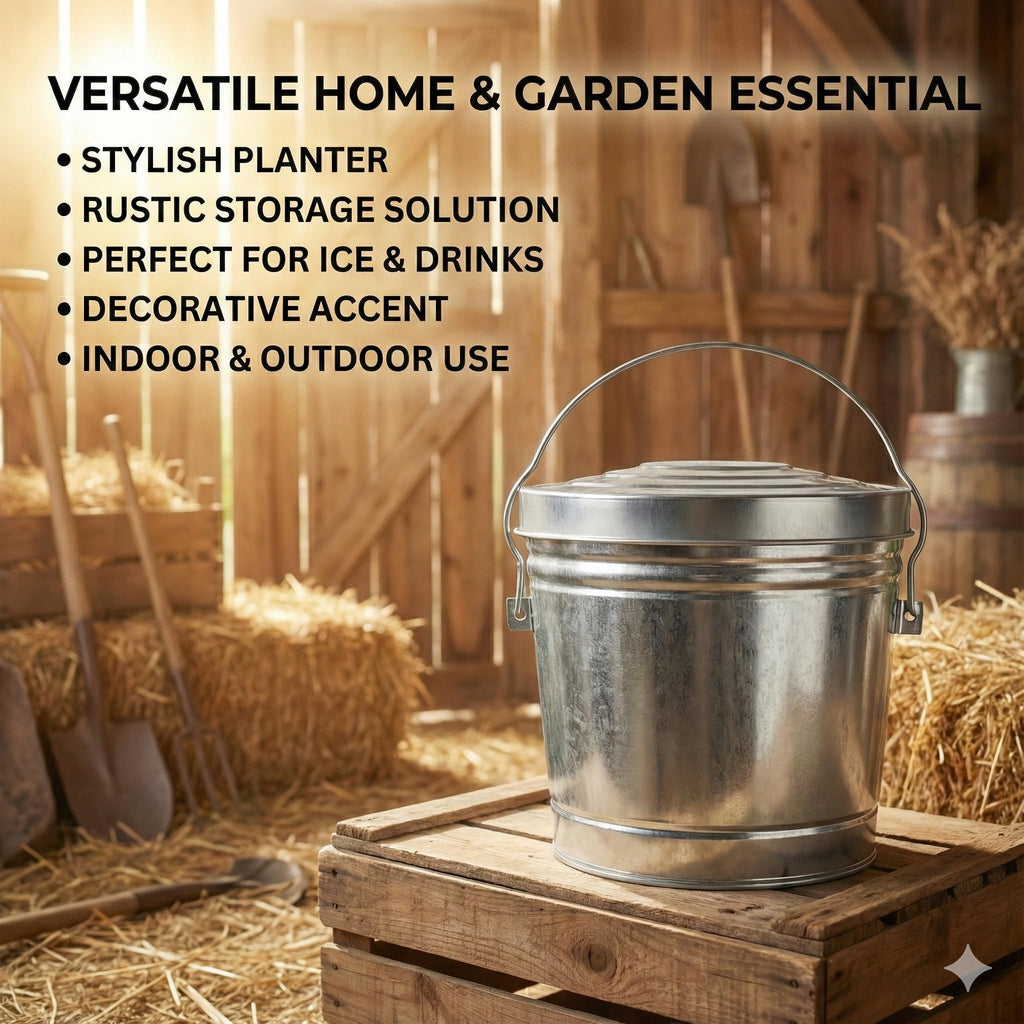 6-Gallon Galvanized Steel Trash Can with Locking Lid X197