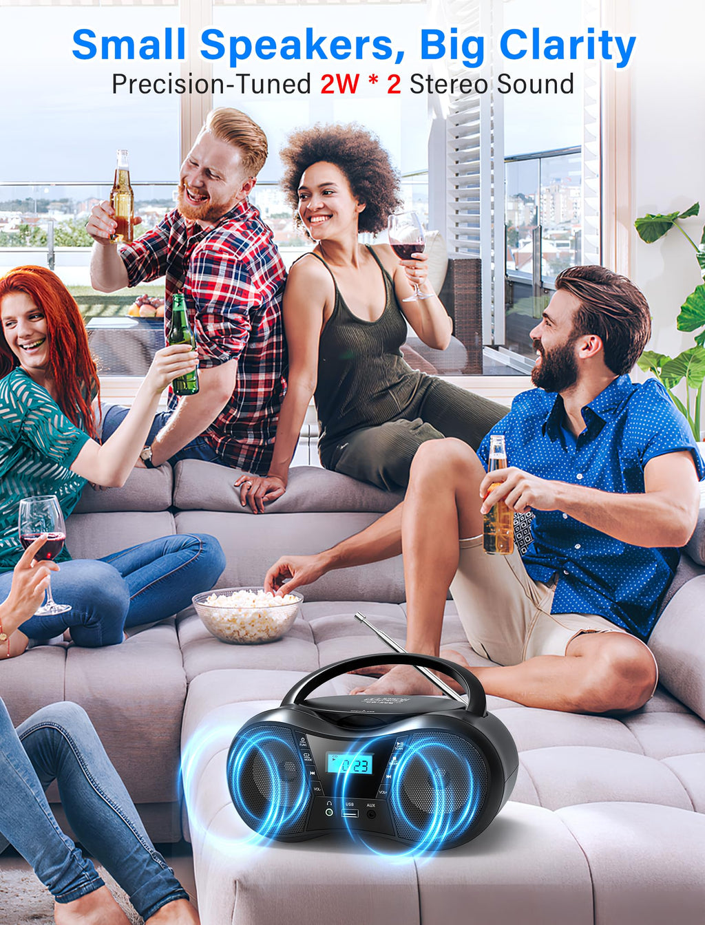 Portable Boombox CD Player with Bluetooth D860