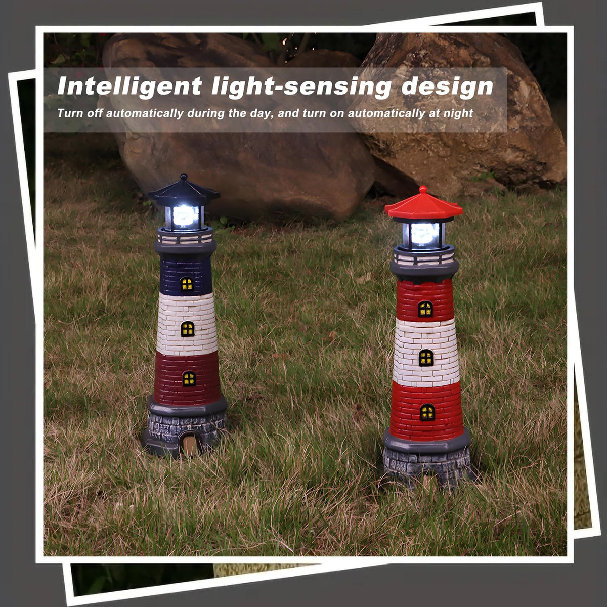 Solar Lighthouse Outdoor Garden Statue P834359