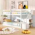 White Twin Over Twin Solid Wood Bunk Bed with Stairs X6164