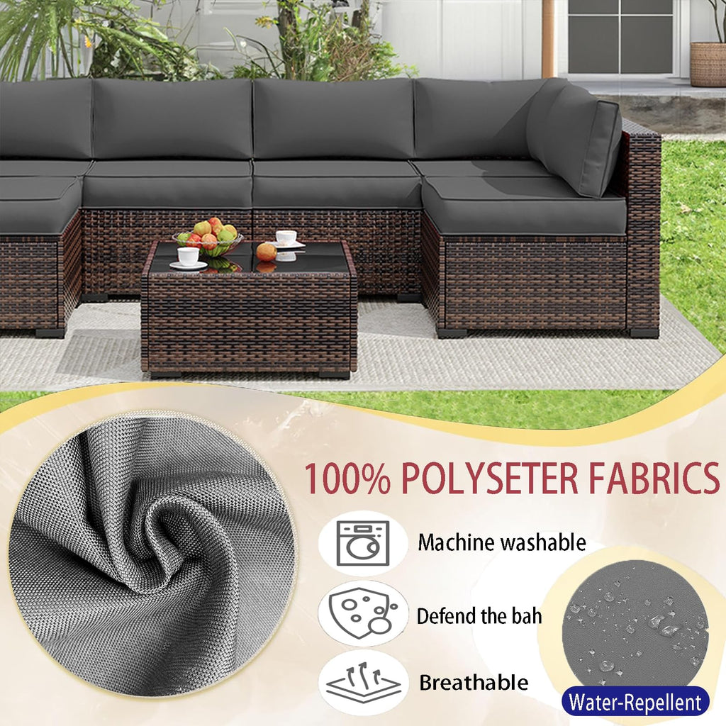 Light Blue 14-Piece Water-Repellent Outdoor Replacement Cushions Set D8439