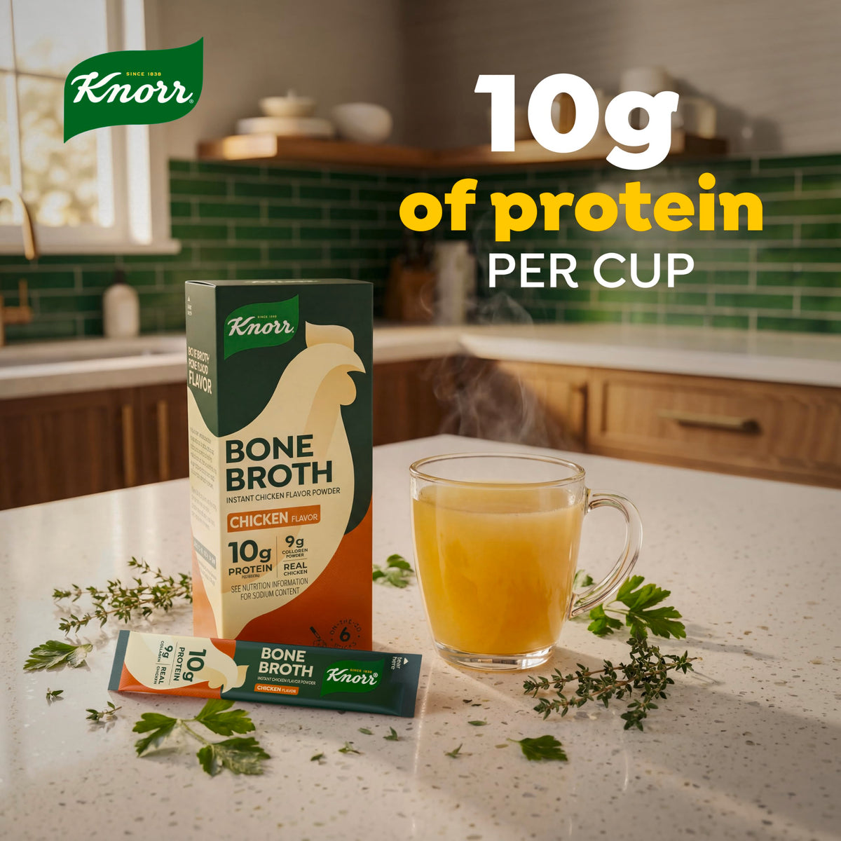 Chicken Bone Broth Instant Powder Mix Packets, 6 Count T204