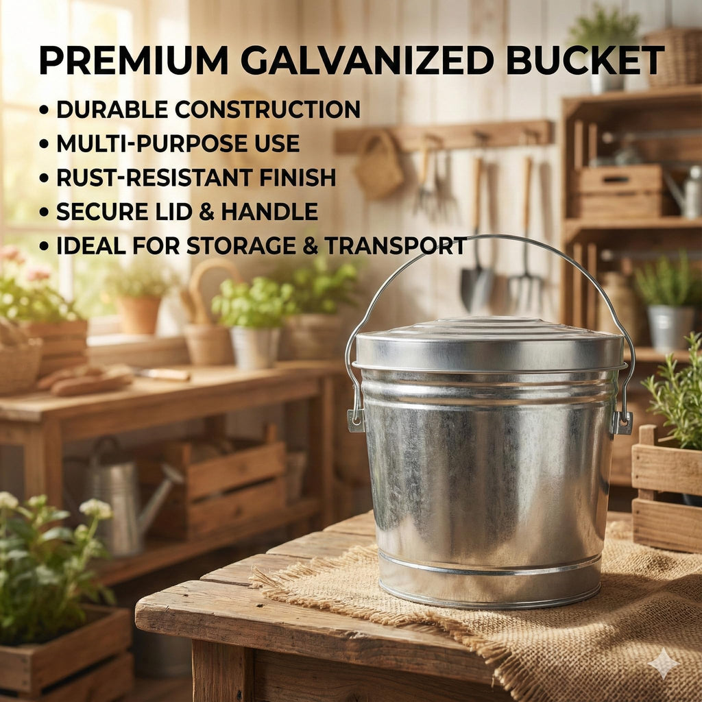 6-Gallon Galvanized Steel Trash Can with Locking Lid X197