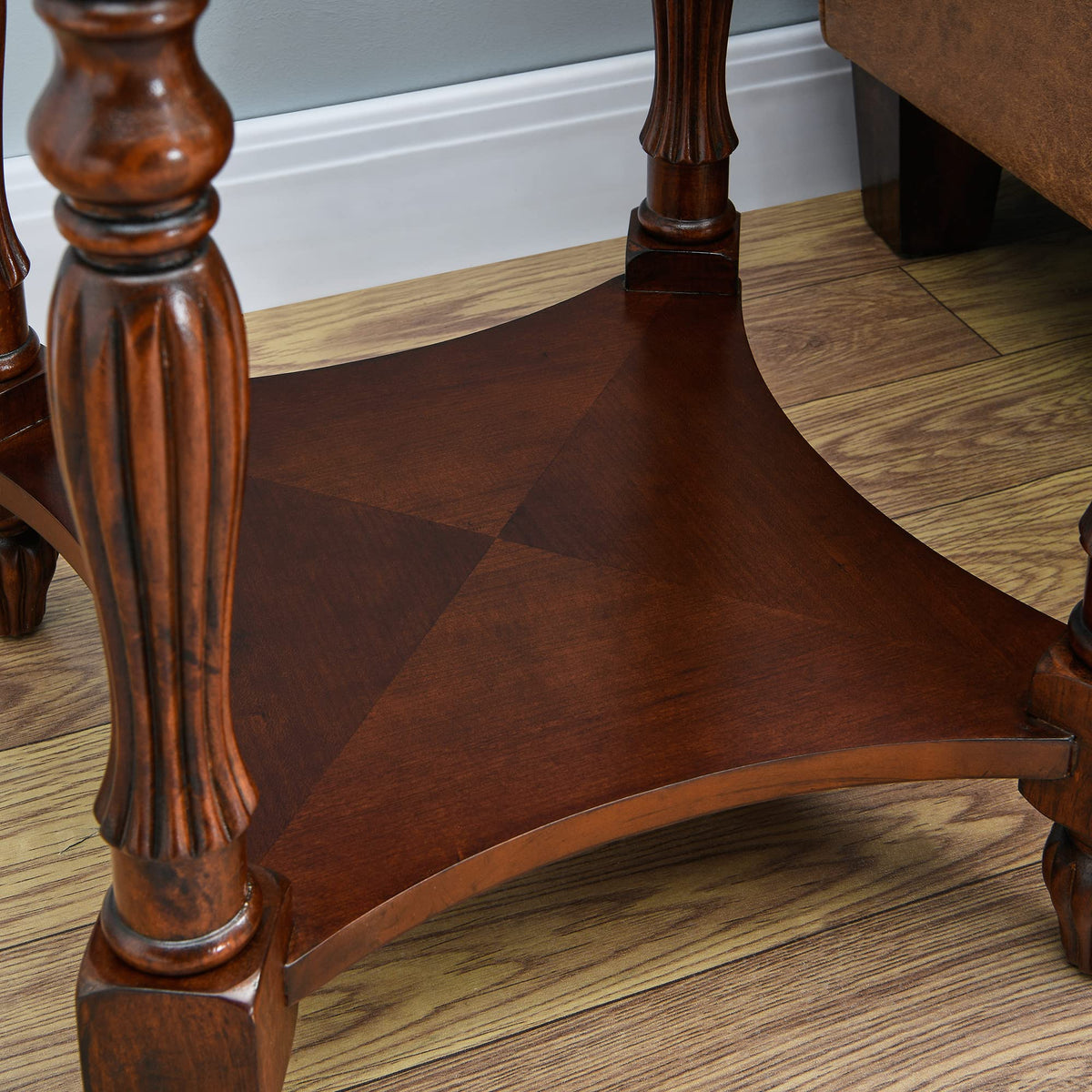 Wood Oval End Table with Glass Top Z9061