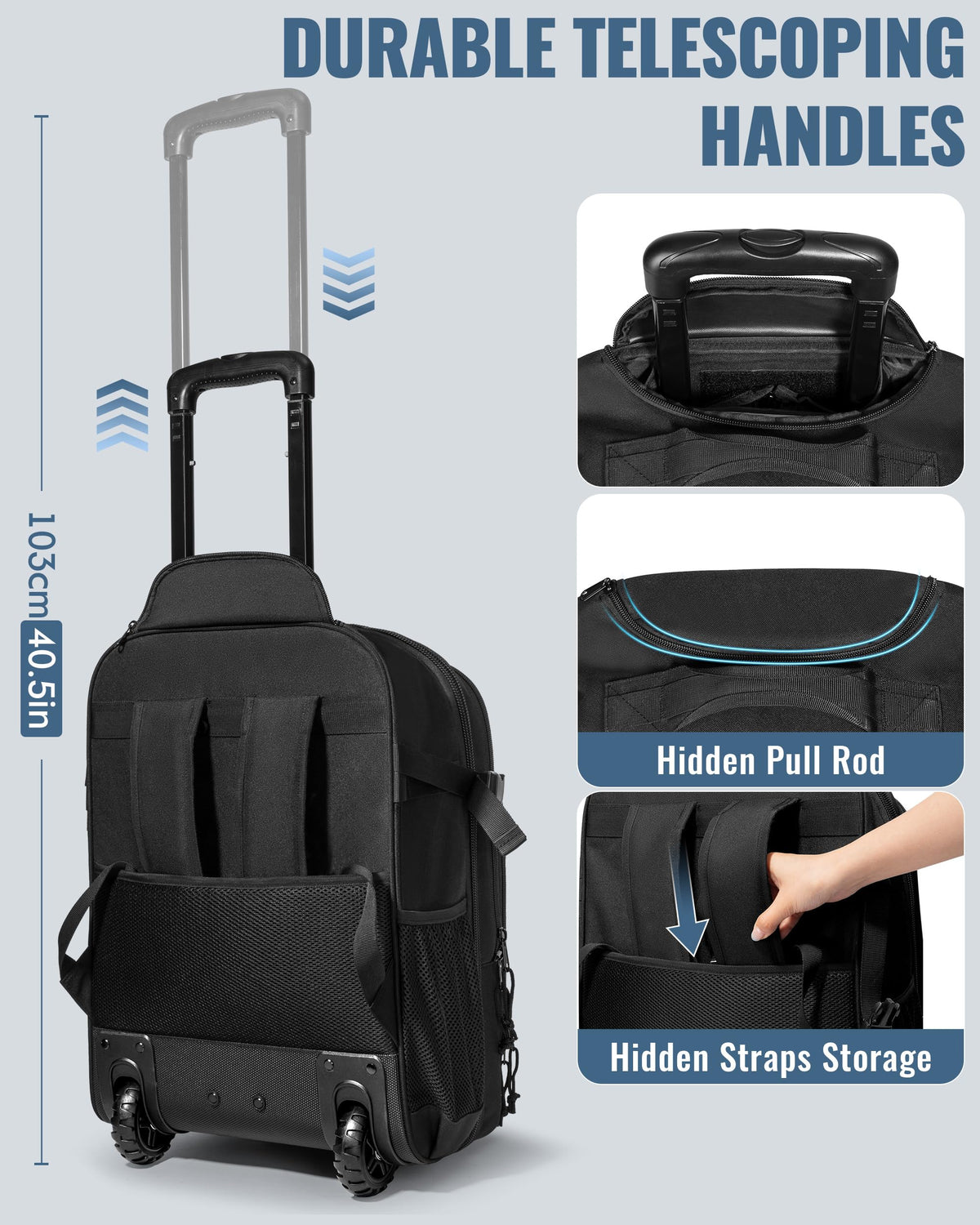 17 Inch Rolling Tactical Laptop Backpack with Wheels W49268