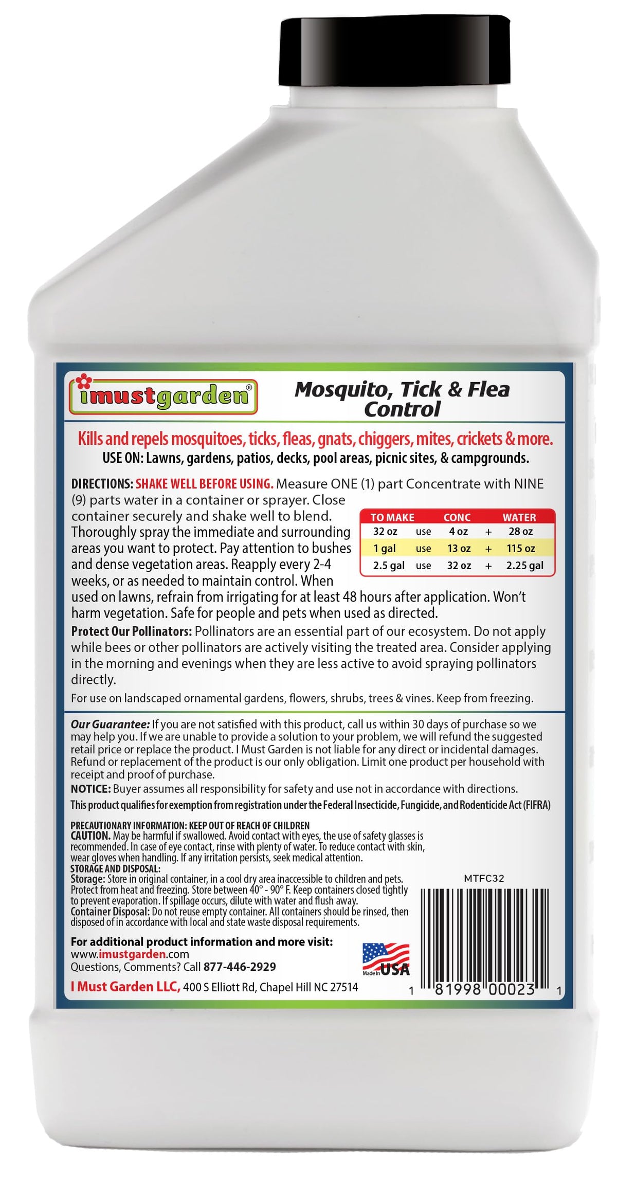 Yard Spray for Mosquitos/Ticks/Fleas 32oz W77511