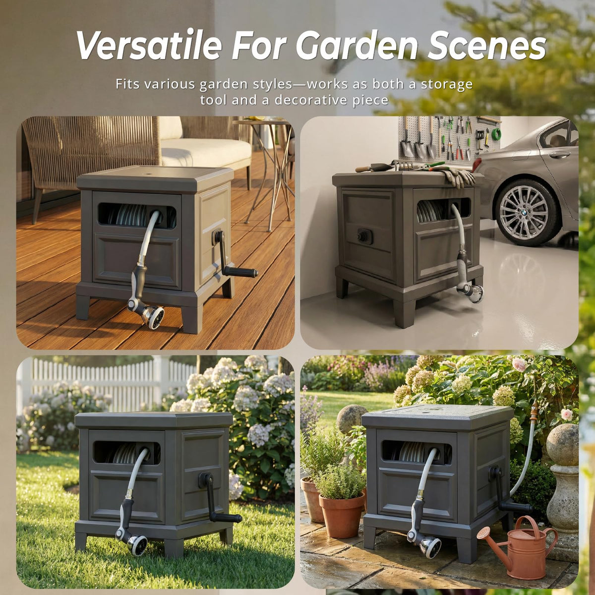 Heavy Duty Steel Garden Hose Reel Deck Box M662