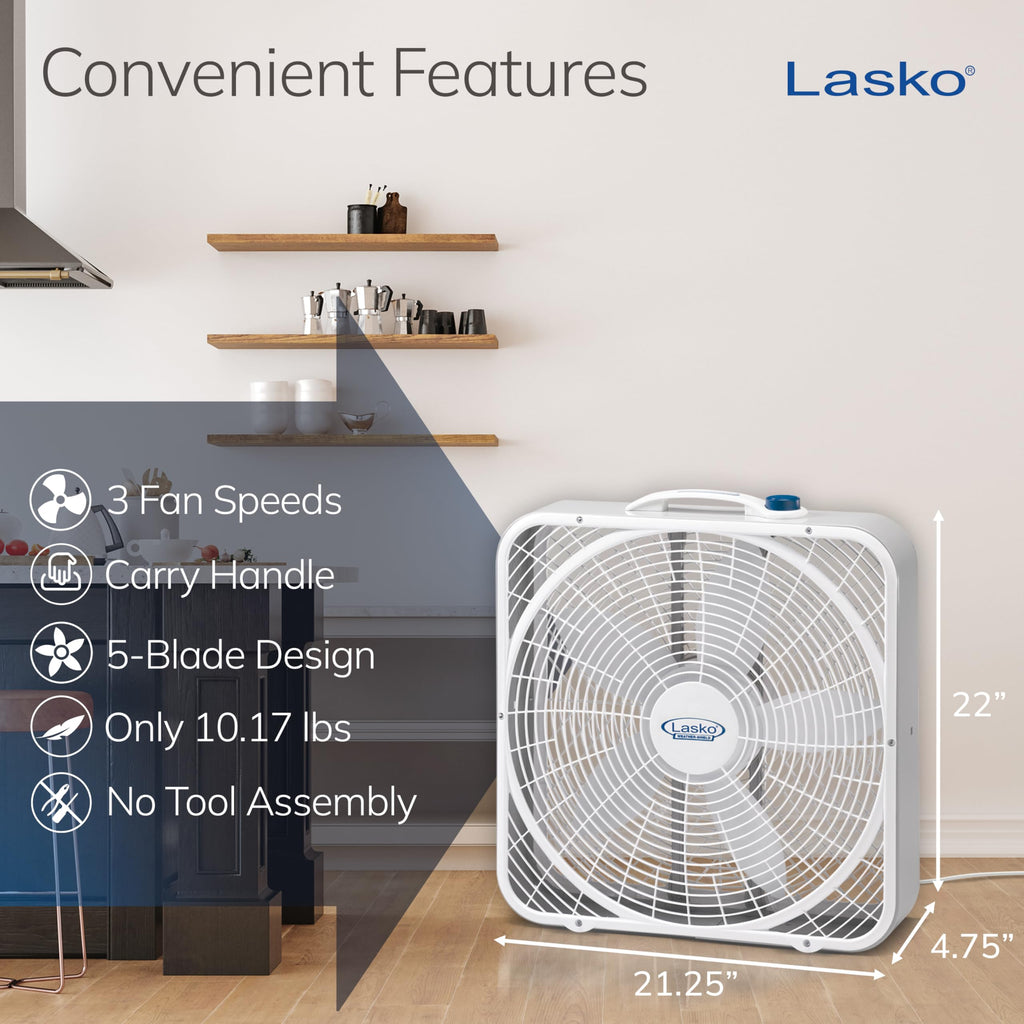 20 Inch 3 Speeds White Box Fan with Carry Handle P426