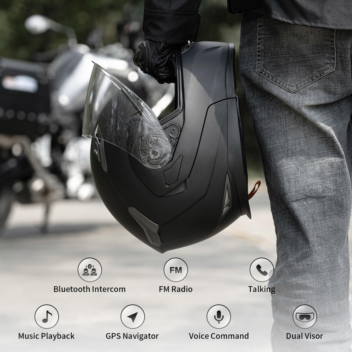 Flip-Up Modular Motorcycle Helmet F8662