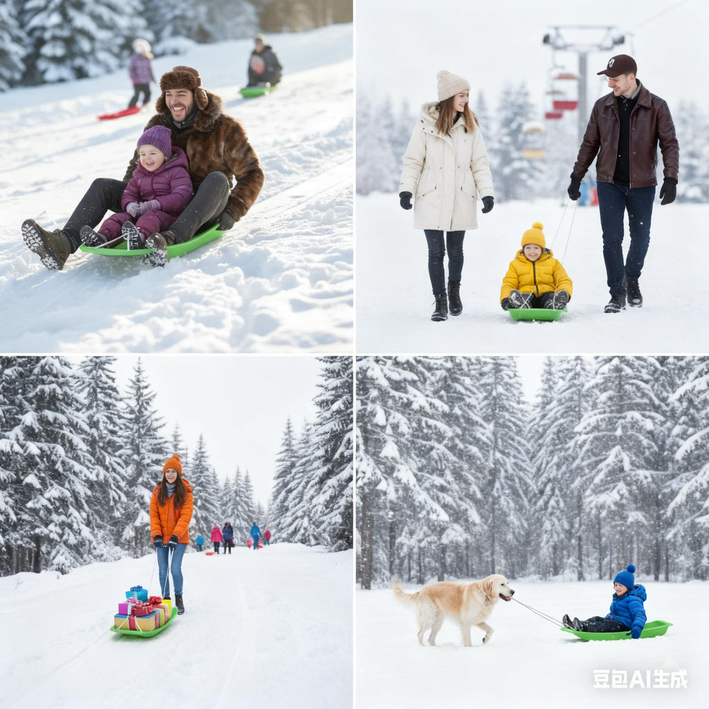 35 inch Plastic Snow Sled with Leash and 2 Handles J9022