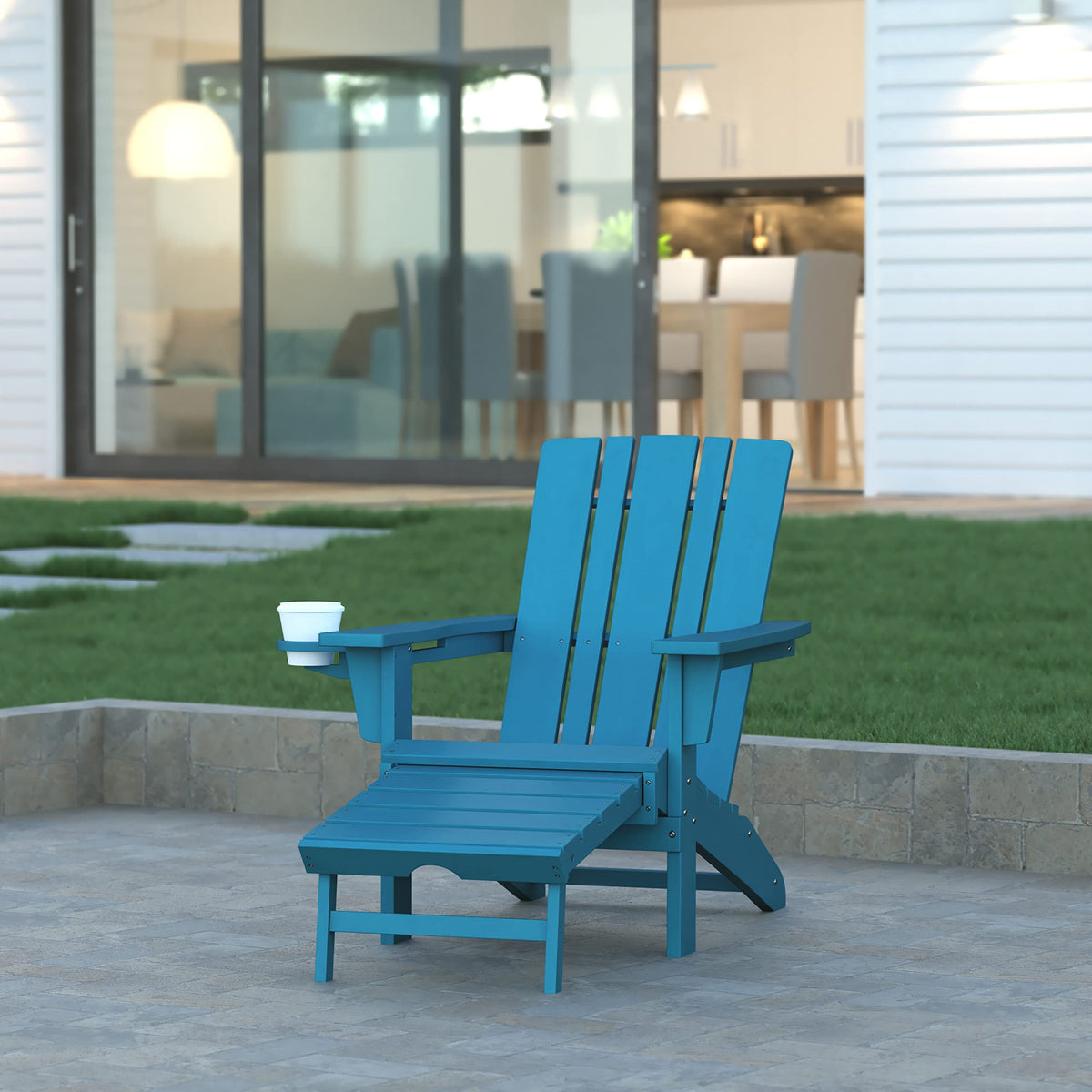 Blue Adirondack Lounge Chair with Ottoman J401174