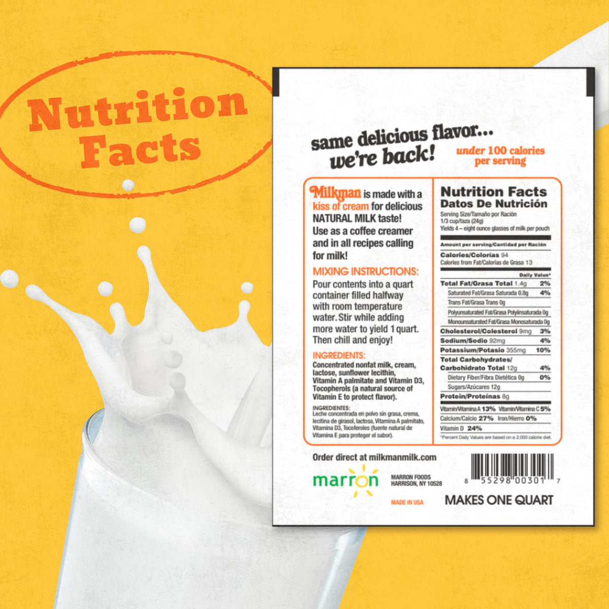 Low-Fat Instant Dry Milk Powder Packets 18 Pack U278380