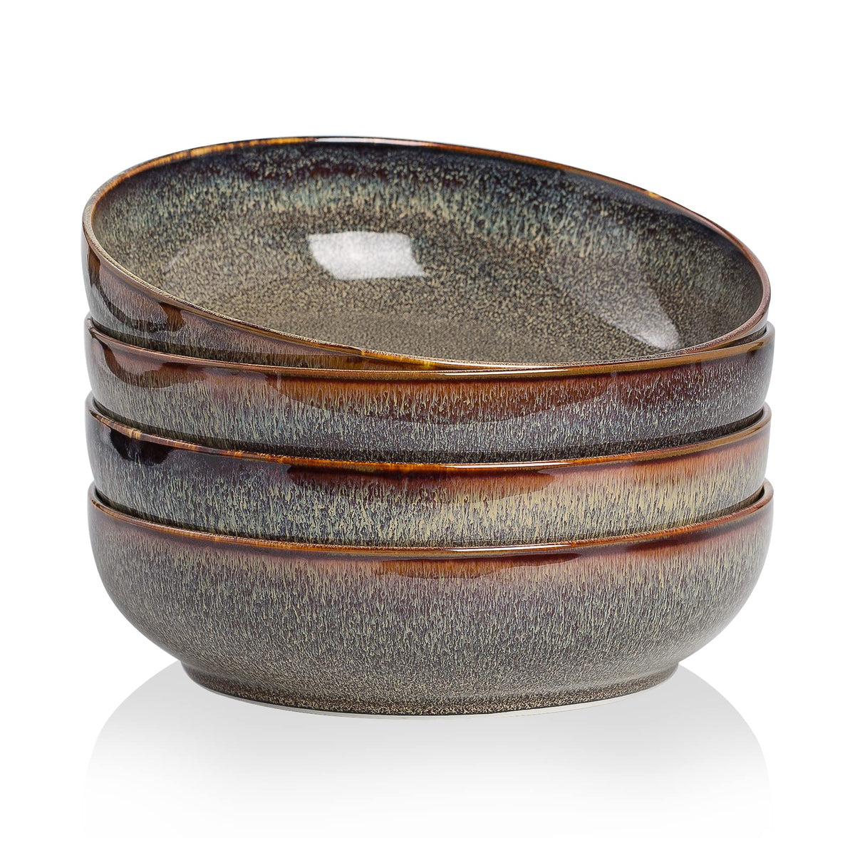 Ceramic bowls set of 4 8" Caramel Brown K2263