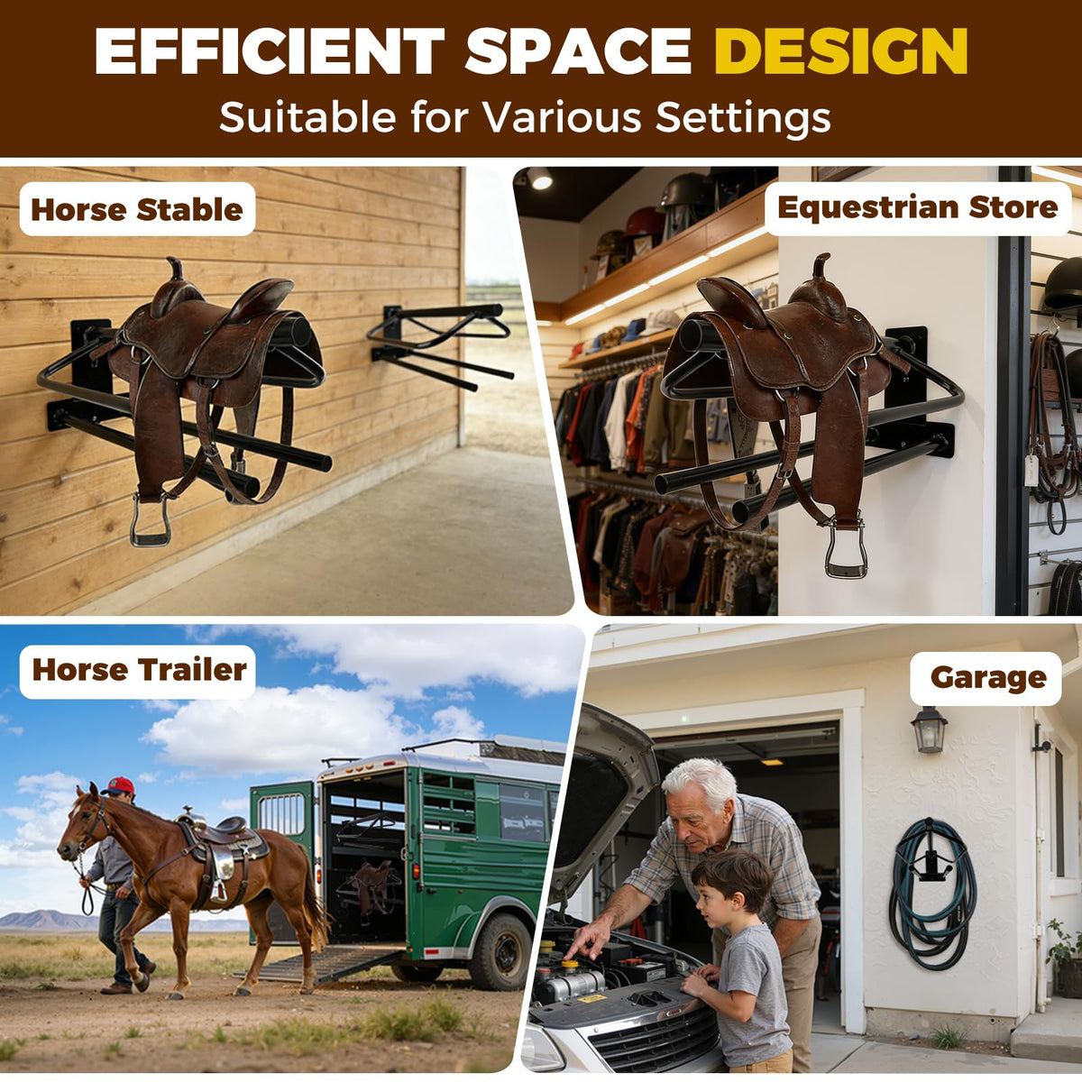 2 Pack Wall Mounted Saddle Rack B7430