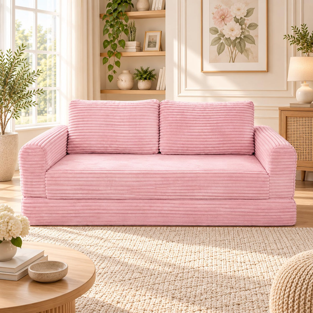 Pink Convertible Sofa Bed R919459