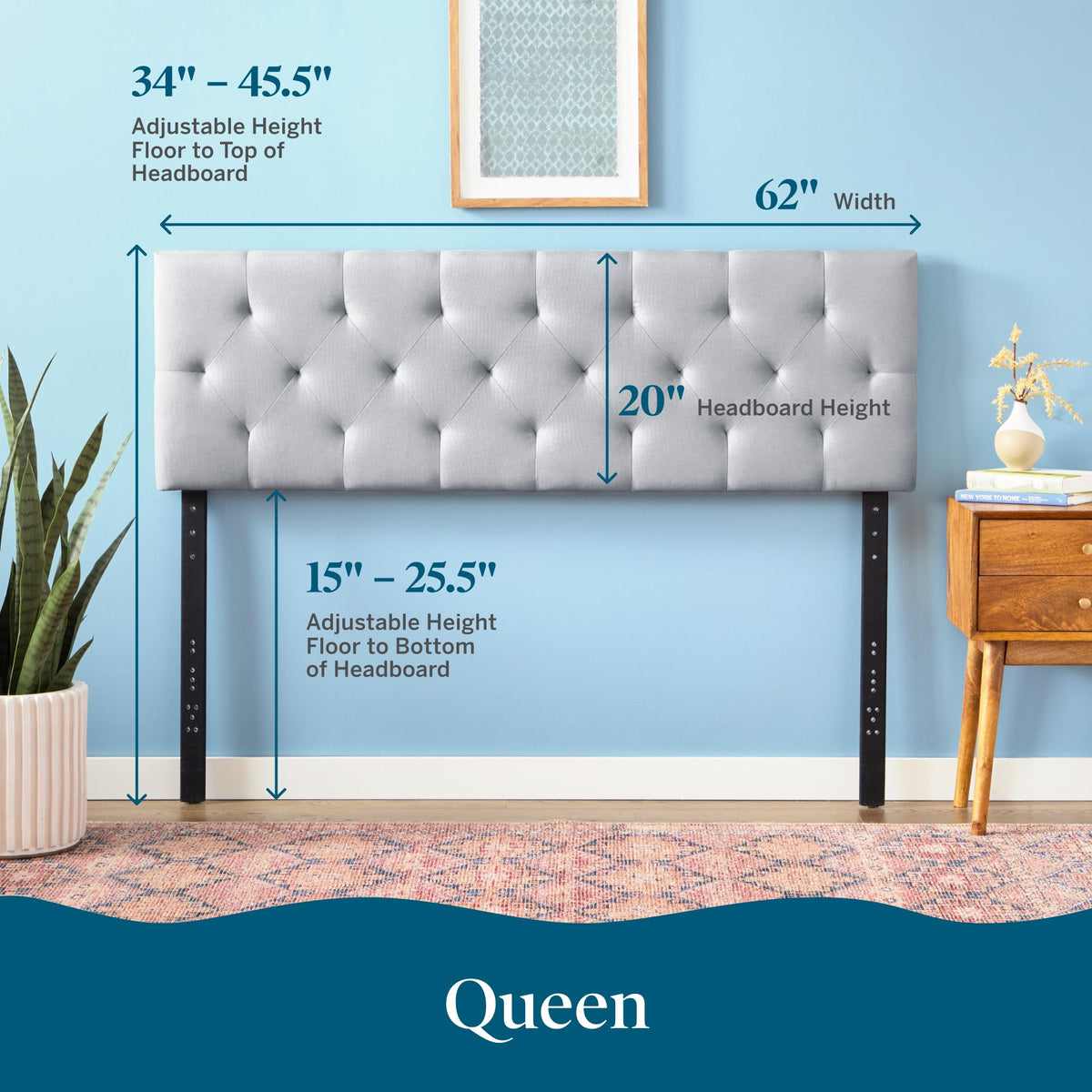 Stone Queen Size Upholstered Headboard F1923