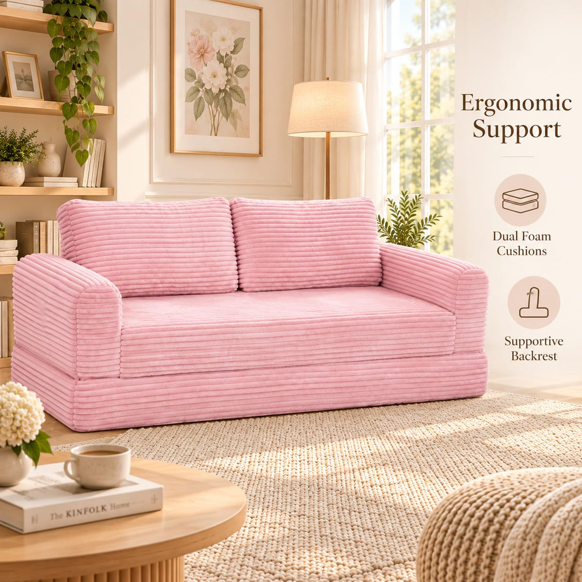 Pink Convertible Sofa Bed R919459