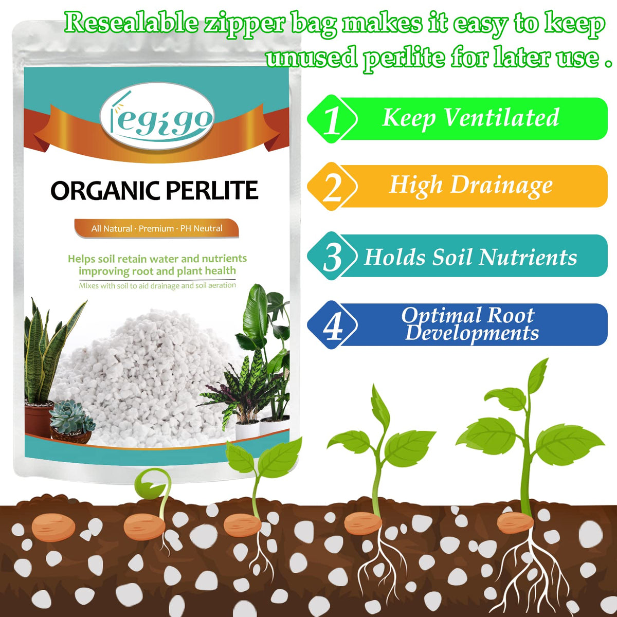 4 Quarts Organic Perlite for Plants O328