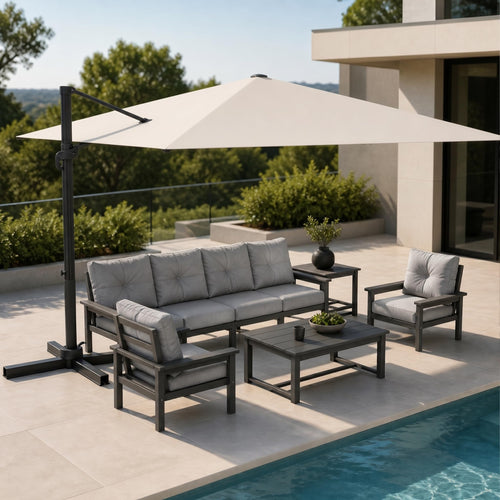 11ft Offset Cantilever Patio Umbrella with Solar Lights A363