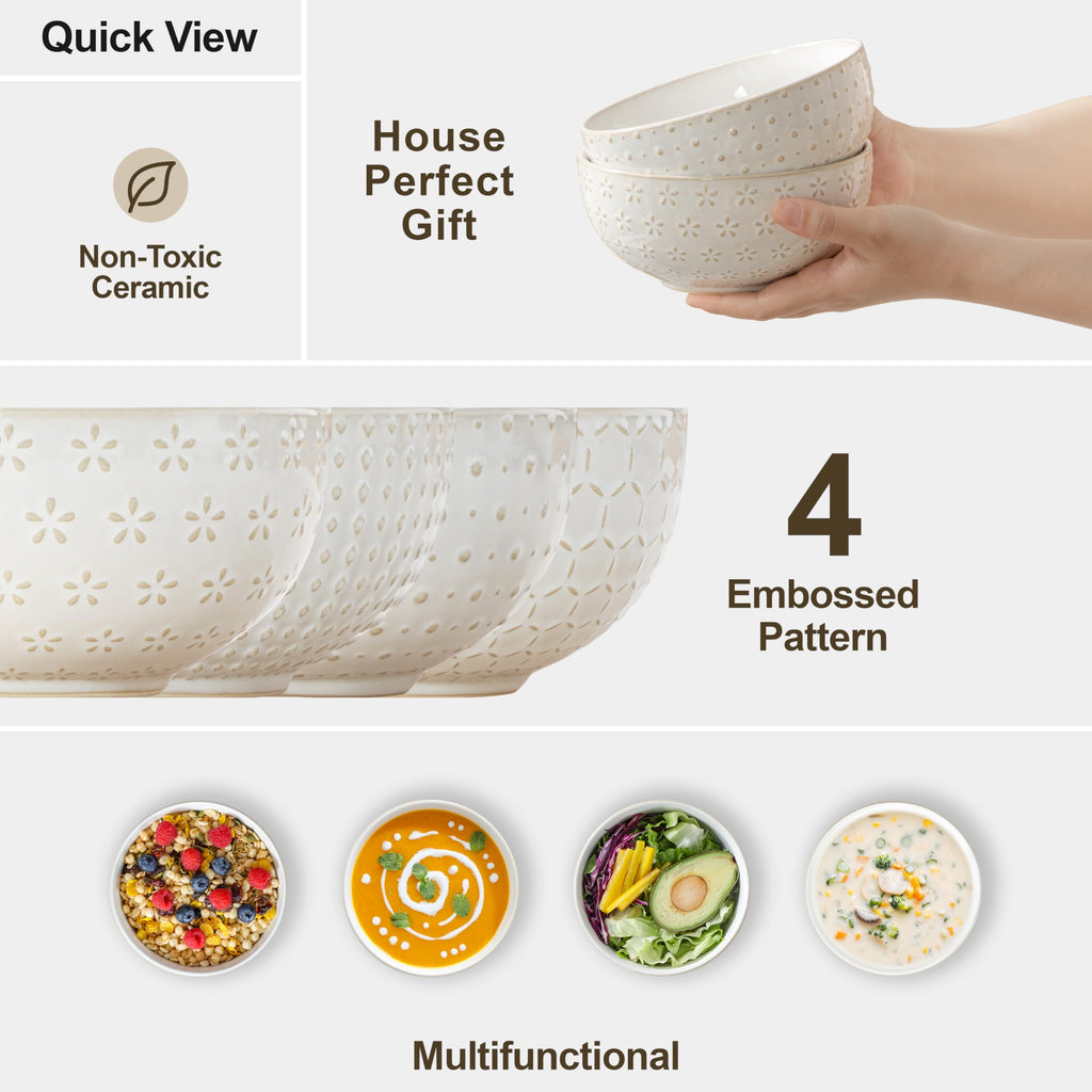 30 Ounce Ceramic Soup Bowls Set of 4 O875