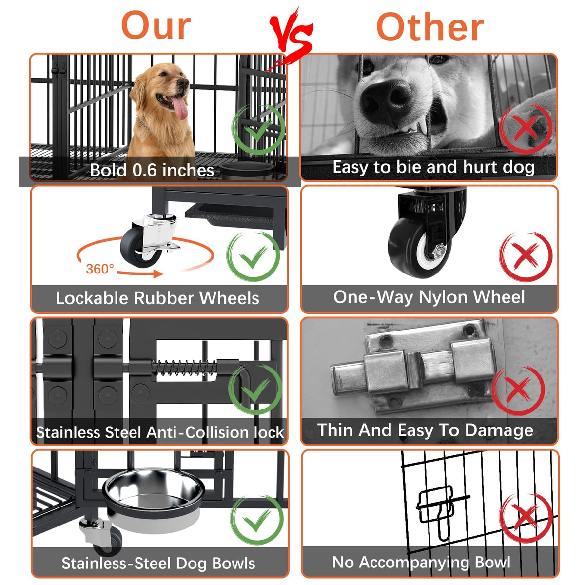 42" Heavy Duty Metal Dog Crate with Divider O8704