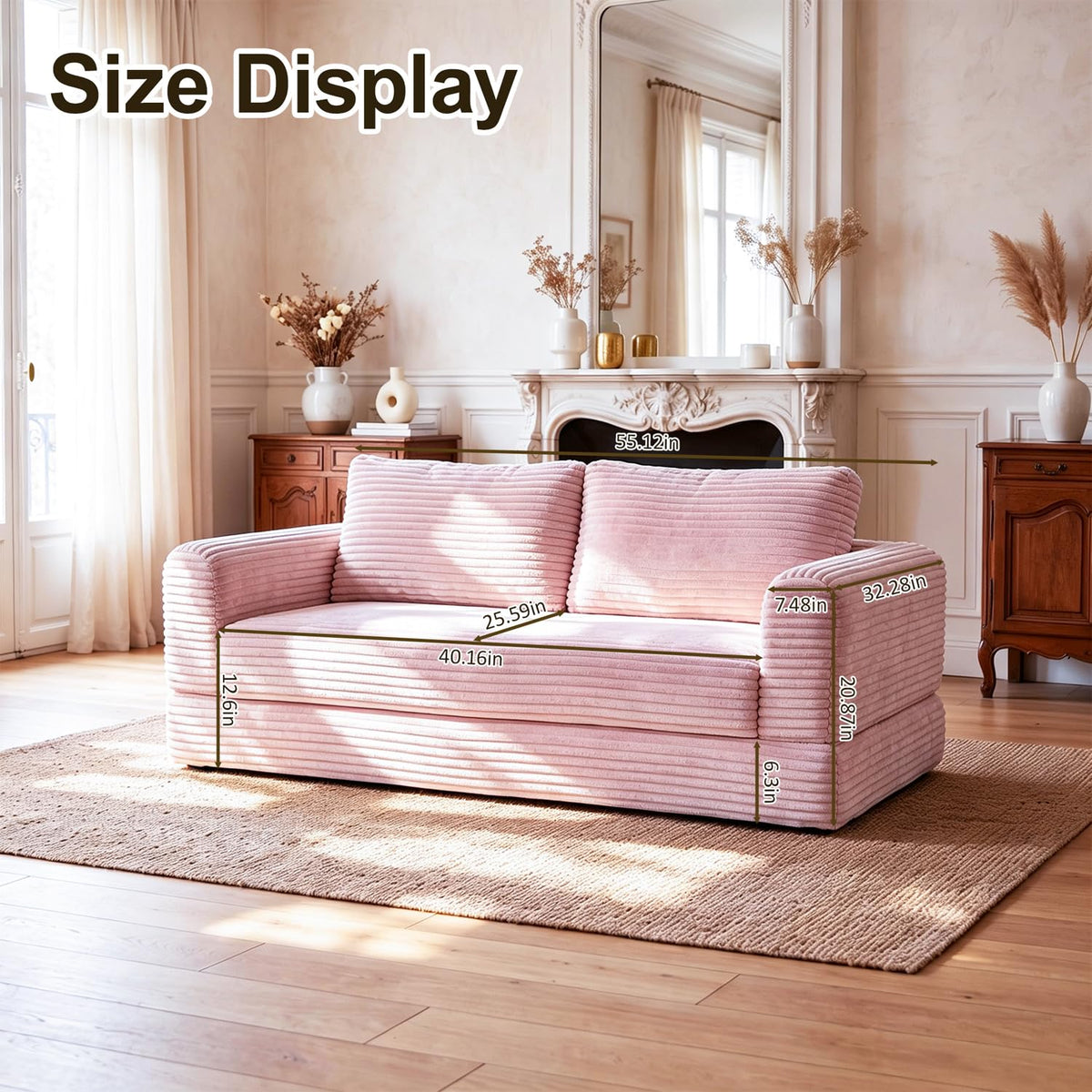 Pink Convertible Sofa Bed R919459