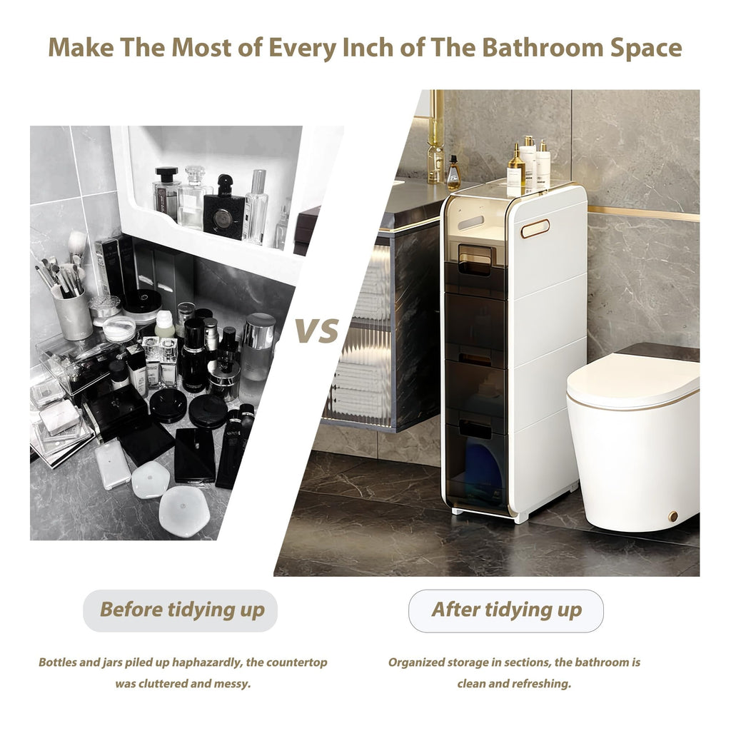White 3-Tier Narrow Bathroom Storage Cabinet K335