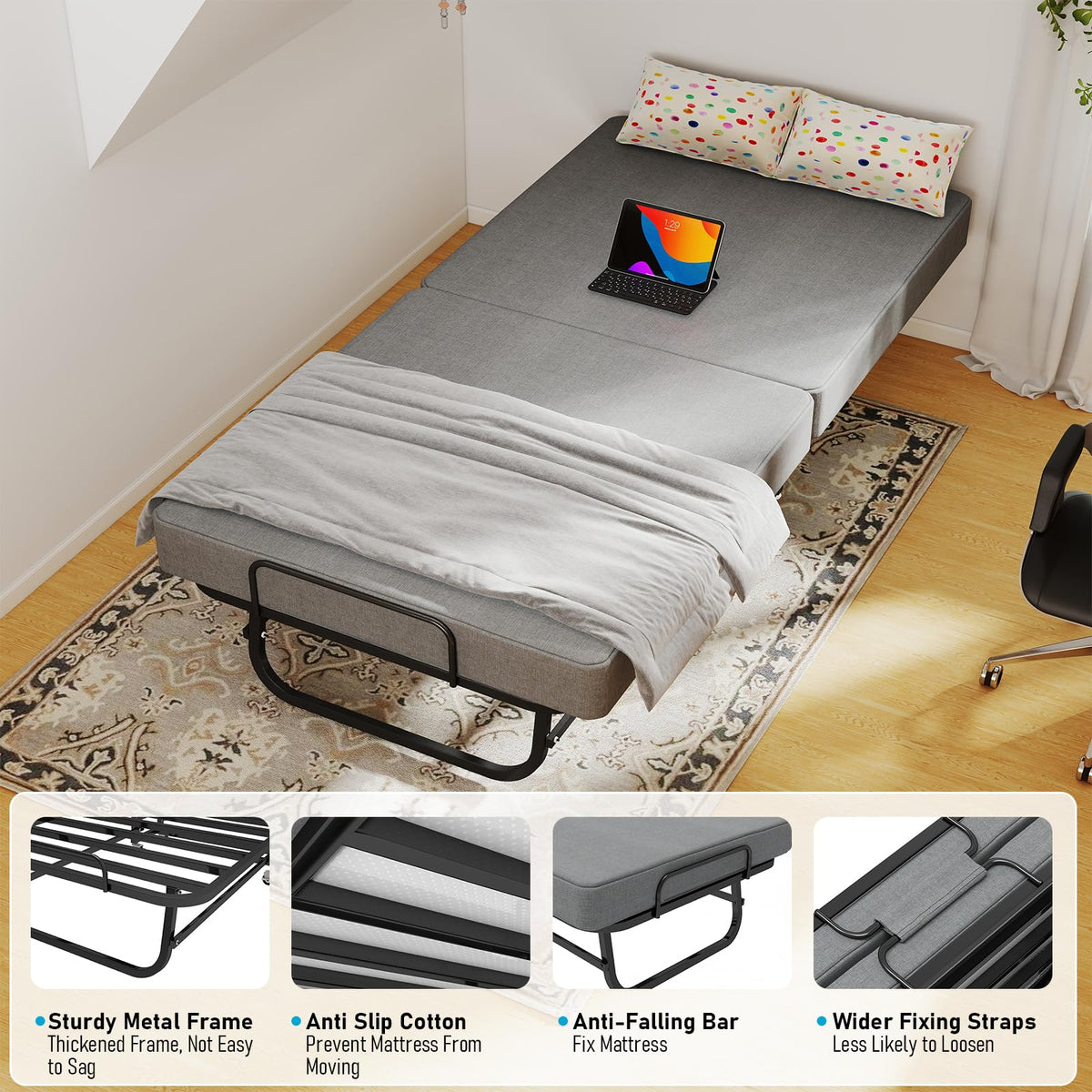 Folding Bed Portable Roll Away Bed 75" x 31" S948