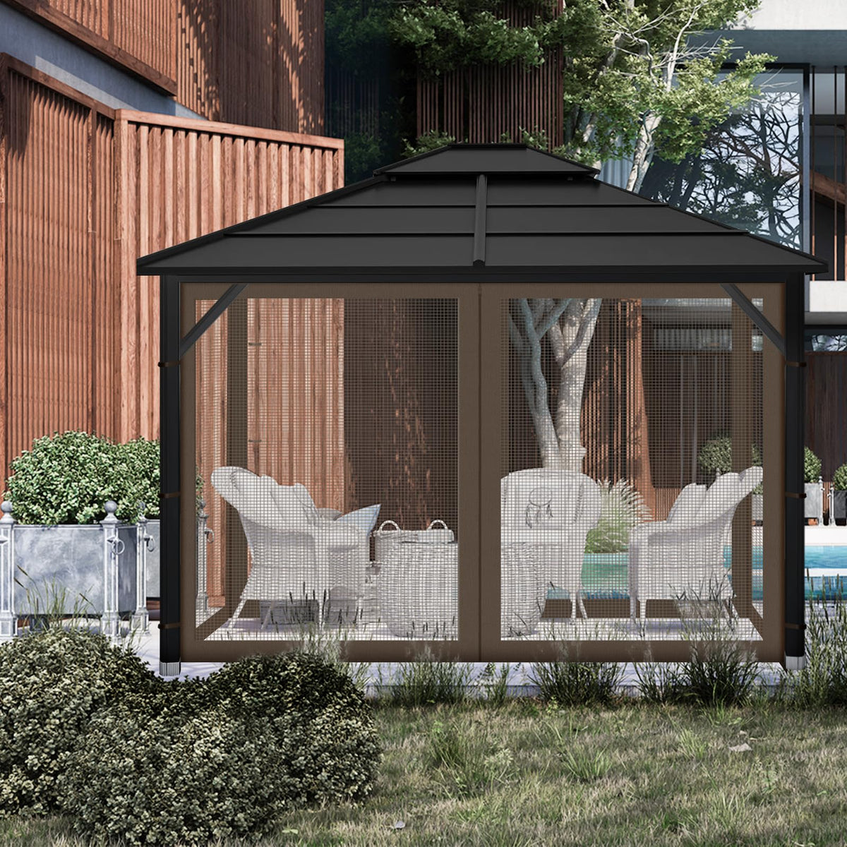 10x10 ft Coffee Gazebo Replacement Mosquito Netting U868