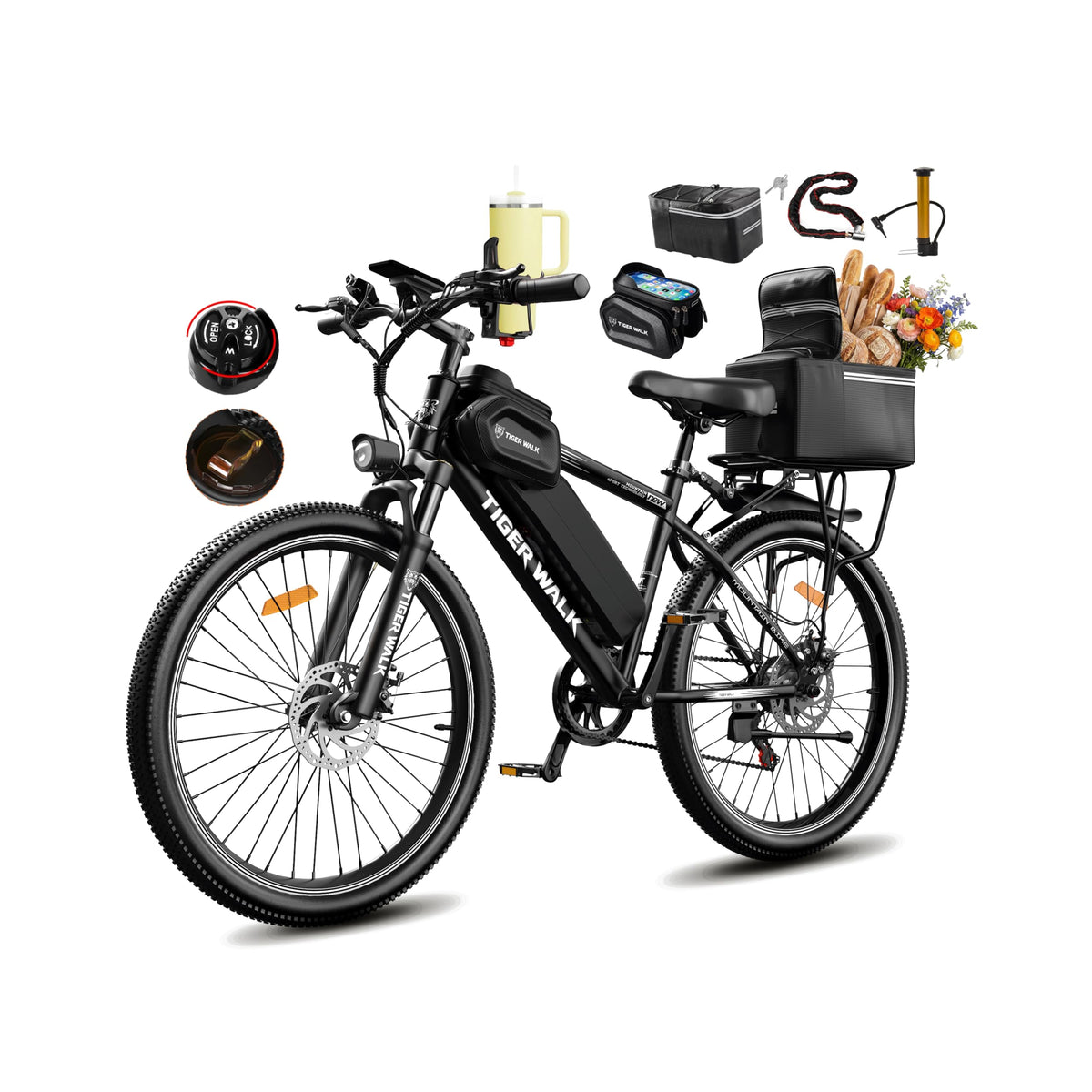26" All-Terrain Electric Bike, 48V 10Ah Removable Battery, 7-Speed G645675