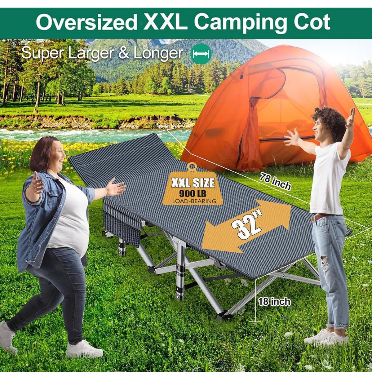 Folding Double Layer Oxford Camping Cot P88942