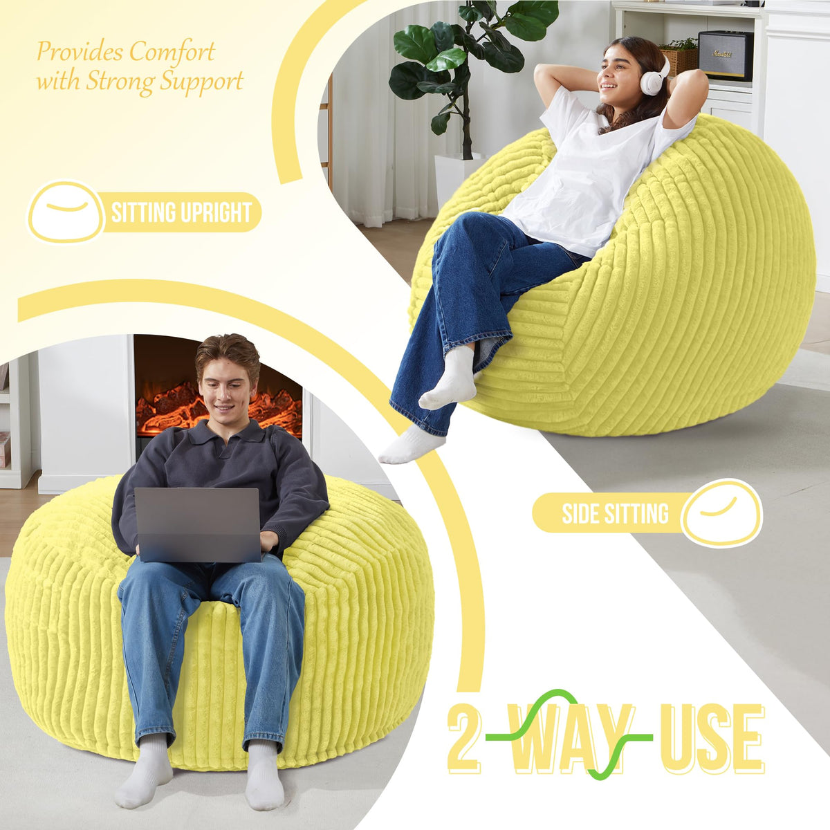 3 FT Large Bean Bag Chair A8836