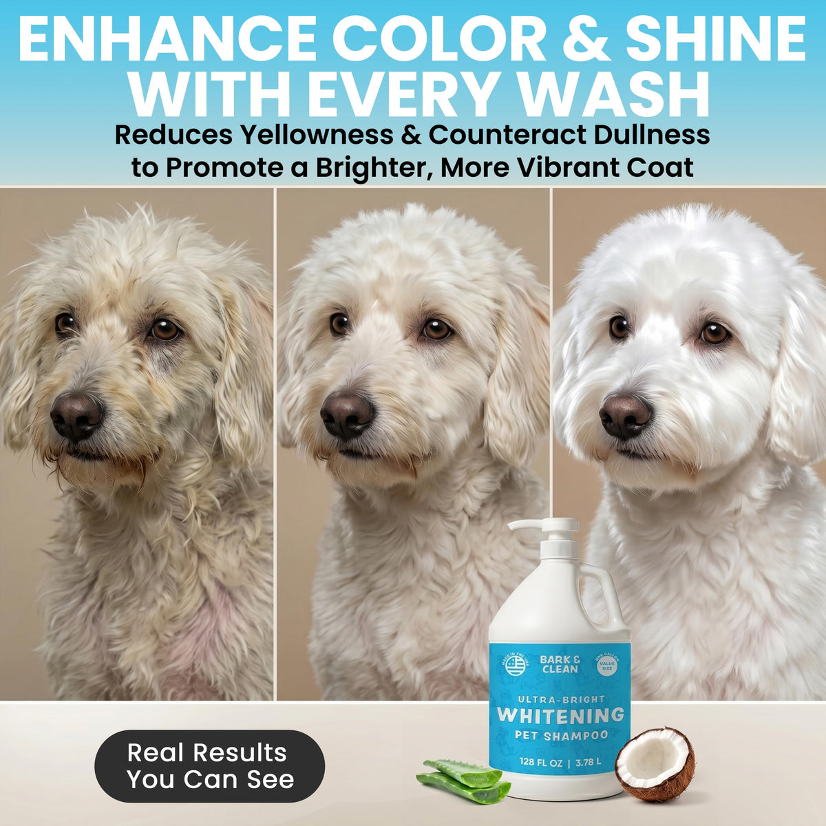 Whitening Dog Shampoo with Pump, 1 Gallon Aloe Coconut S7759