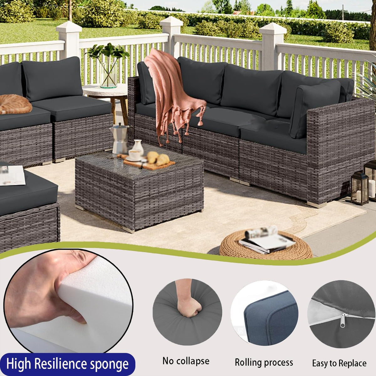Light Blue 14-Piece Water-Repellent Outdoor Replacement Cushions Set D8439