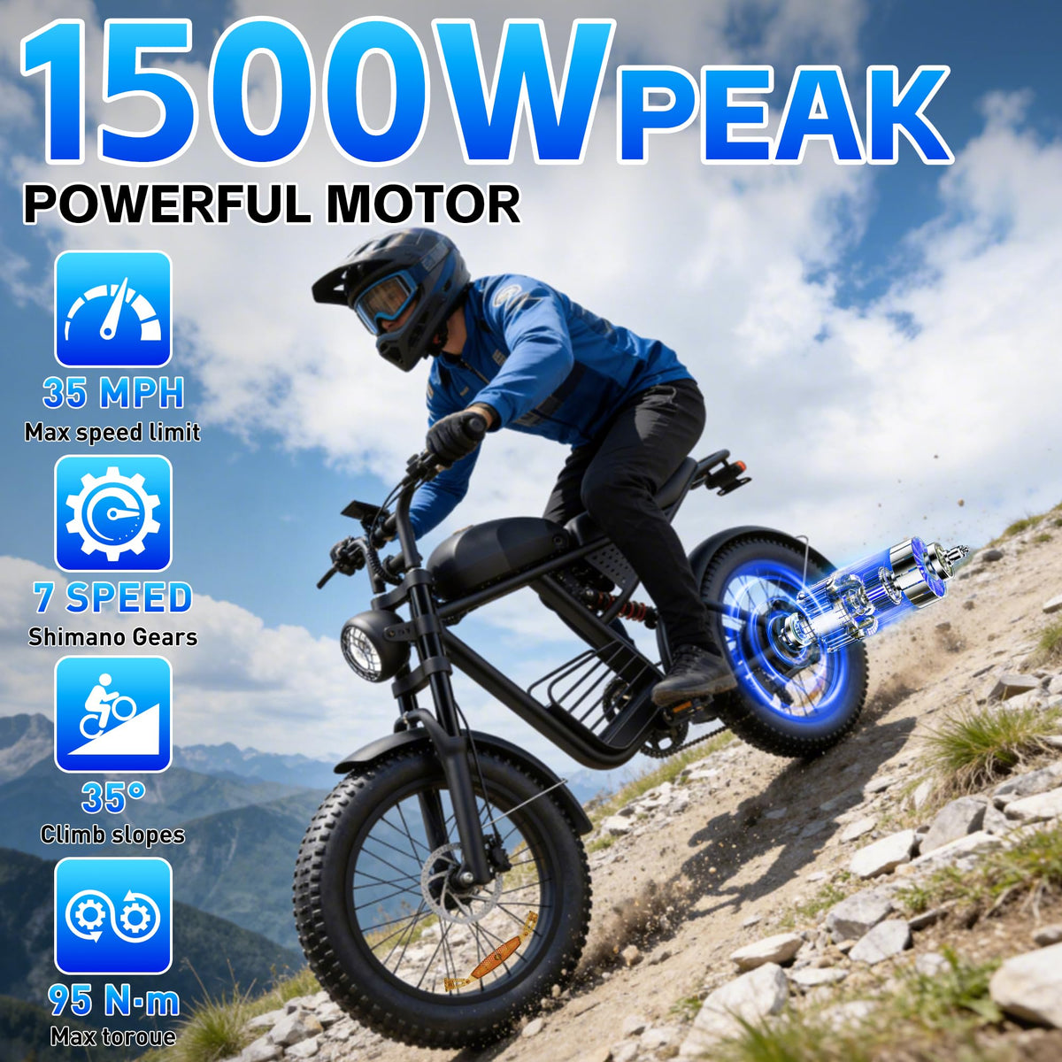 Electric Bike 1500/2000/3000 Peak 30-37MPH Q5350