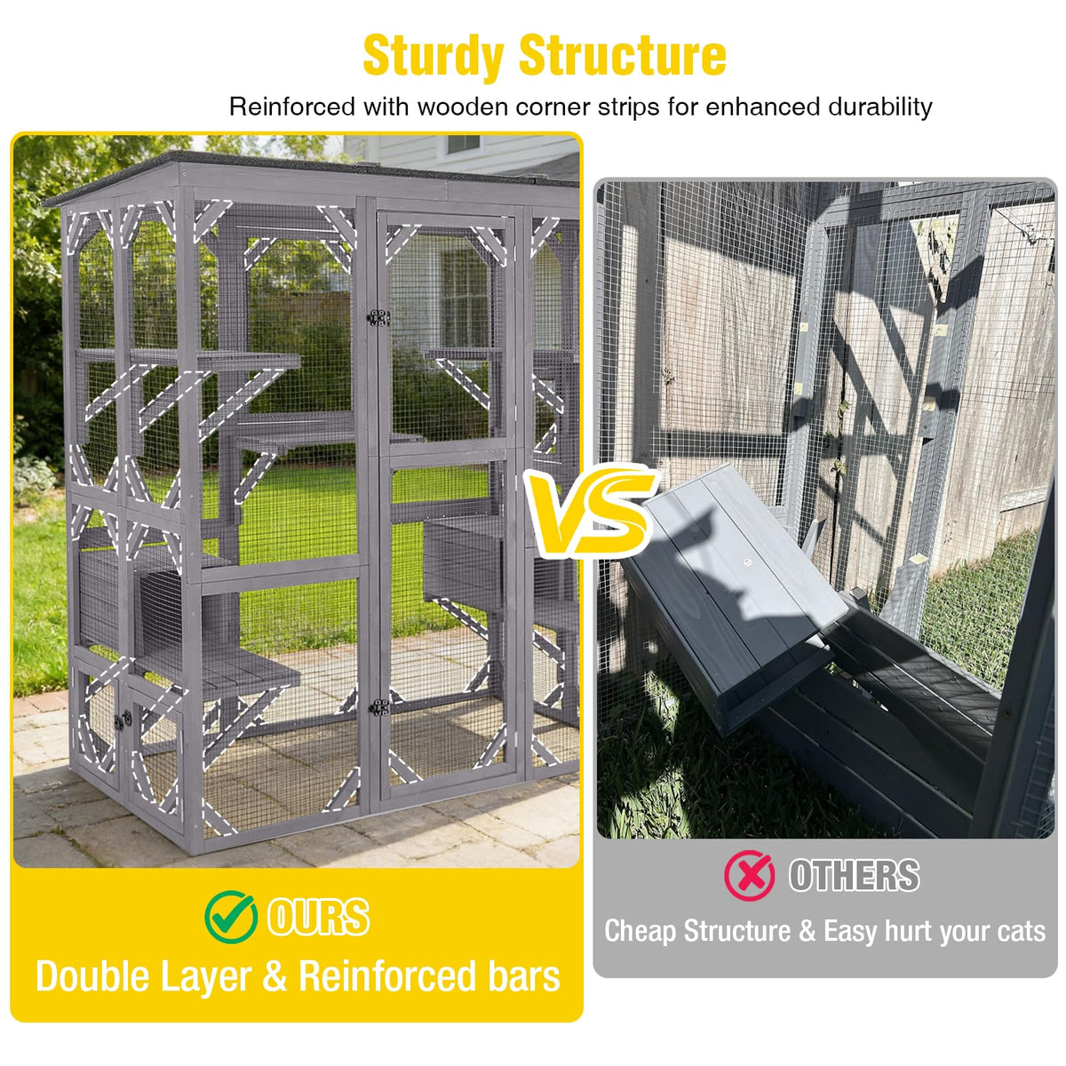 Extra Large 5-Level Outdoor Cat Enclosure with Cover X565554