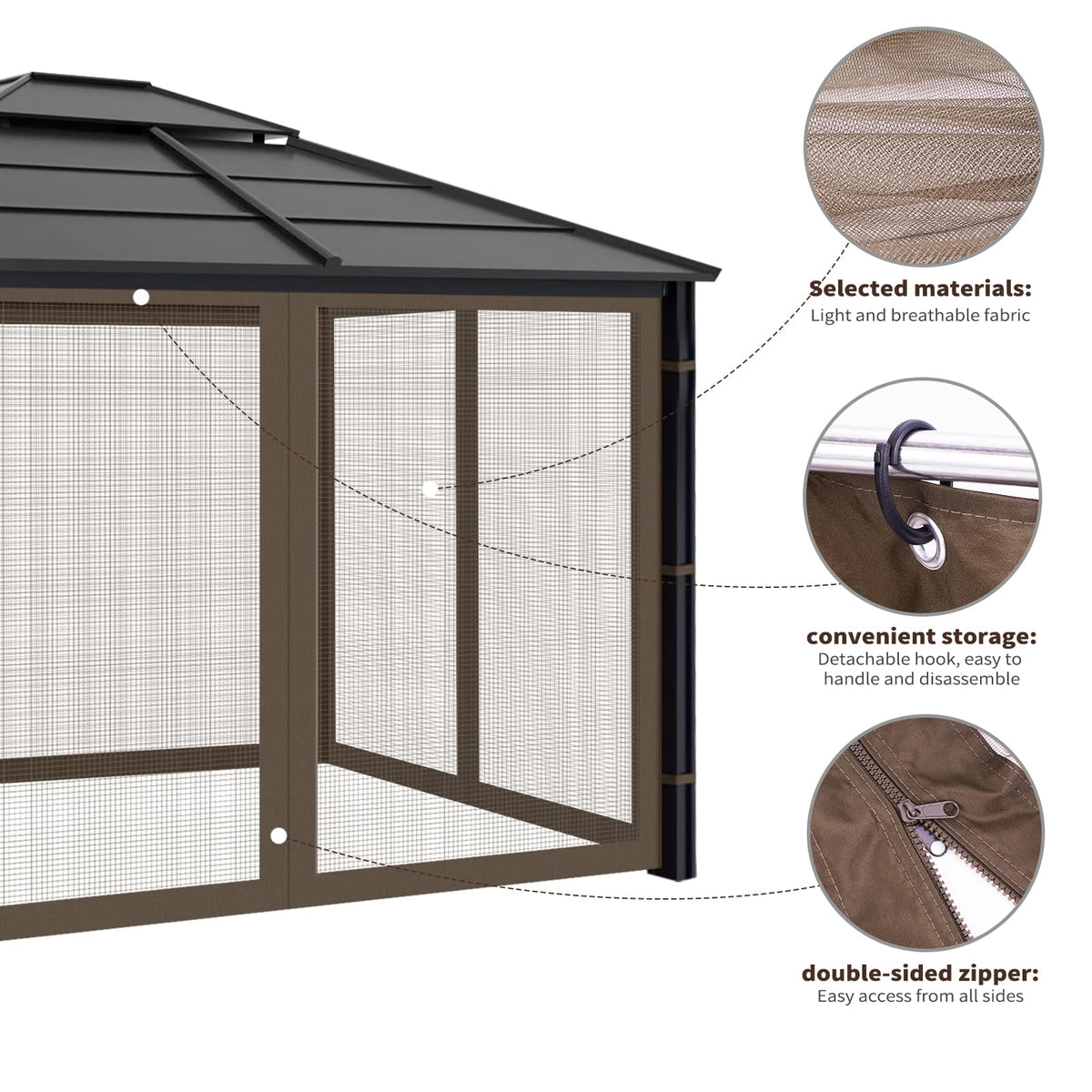 10x10 ft Coffee Gazebo Replacement Mosquito Netting U868