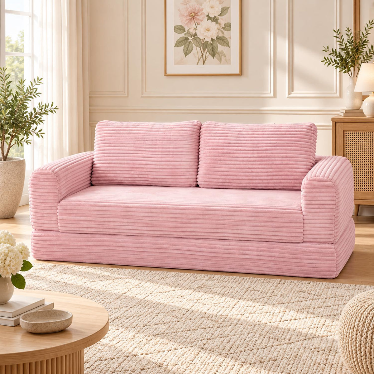 Pink Convertible Sofa Bed R919459