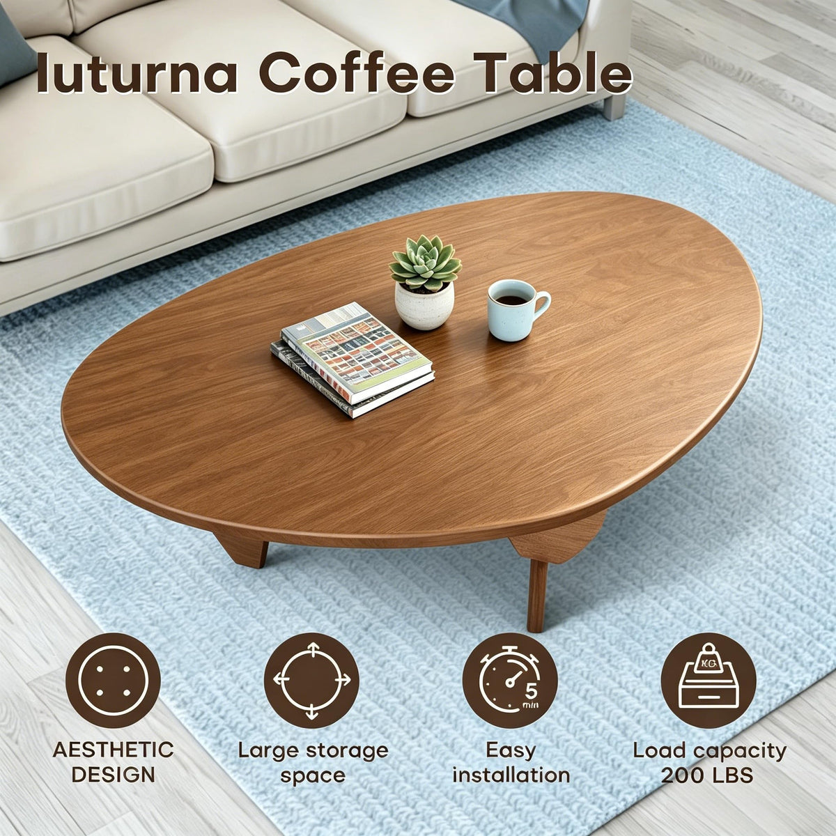 Solid Wood Triangle Coffee Table Y68633