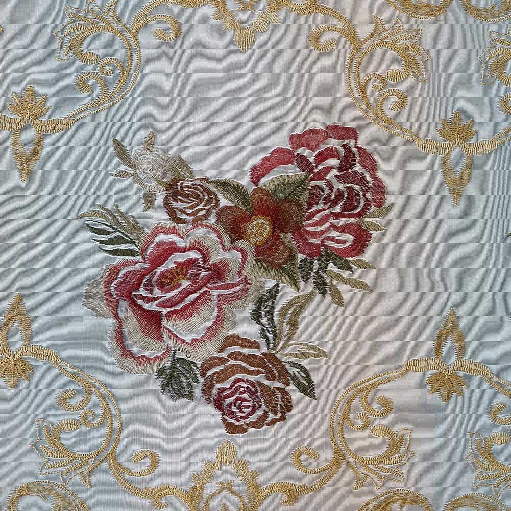 Embroidered Sheer Curtains with Floral Patterns 100"W x 84"L Z9391