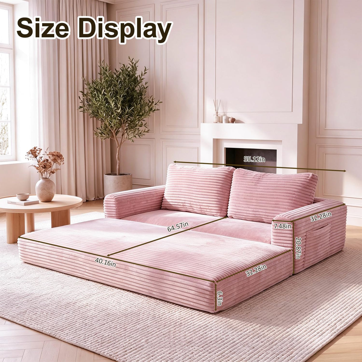 Pink Convertible Sofa Bed R919459
