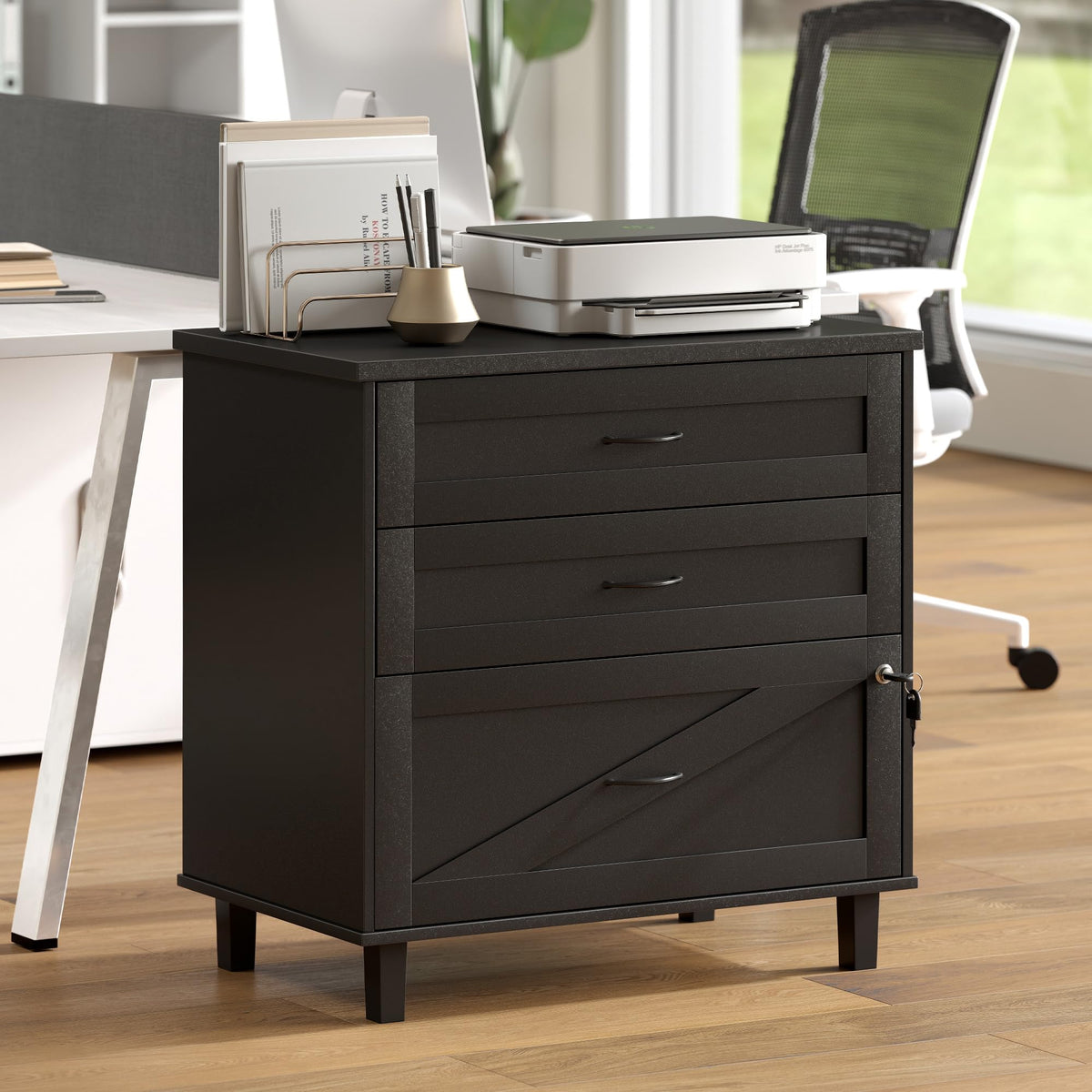 3-Drawer Wooden File Cabinet with Lock R972923