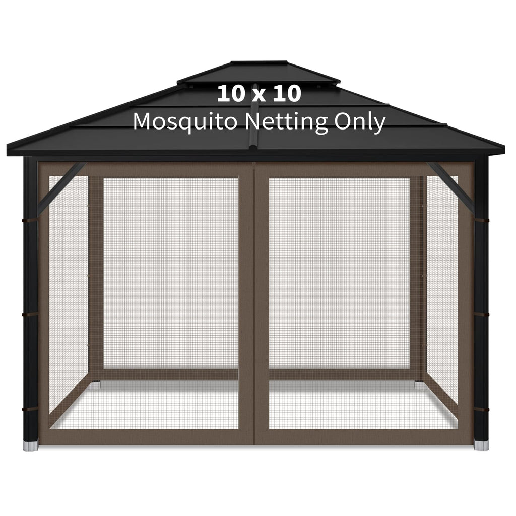 10x10 ft Coffee Gazebo Replacement Mosquito Netting U868