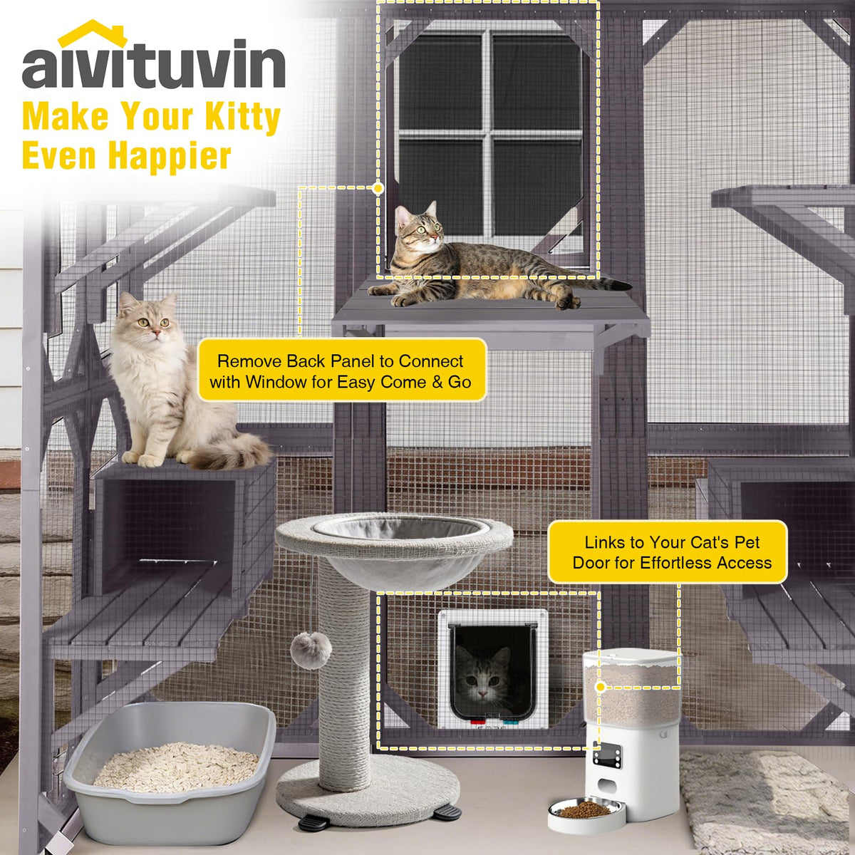 Extra Large 5-Level Outdoor Cat Enclosure with Cover X565554