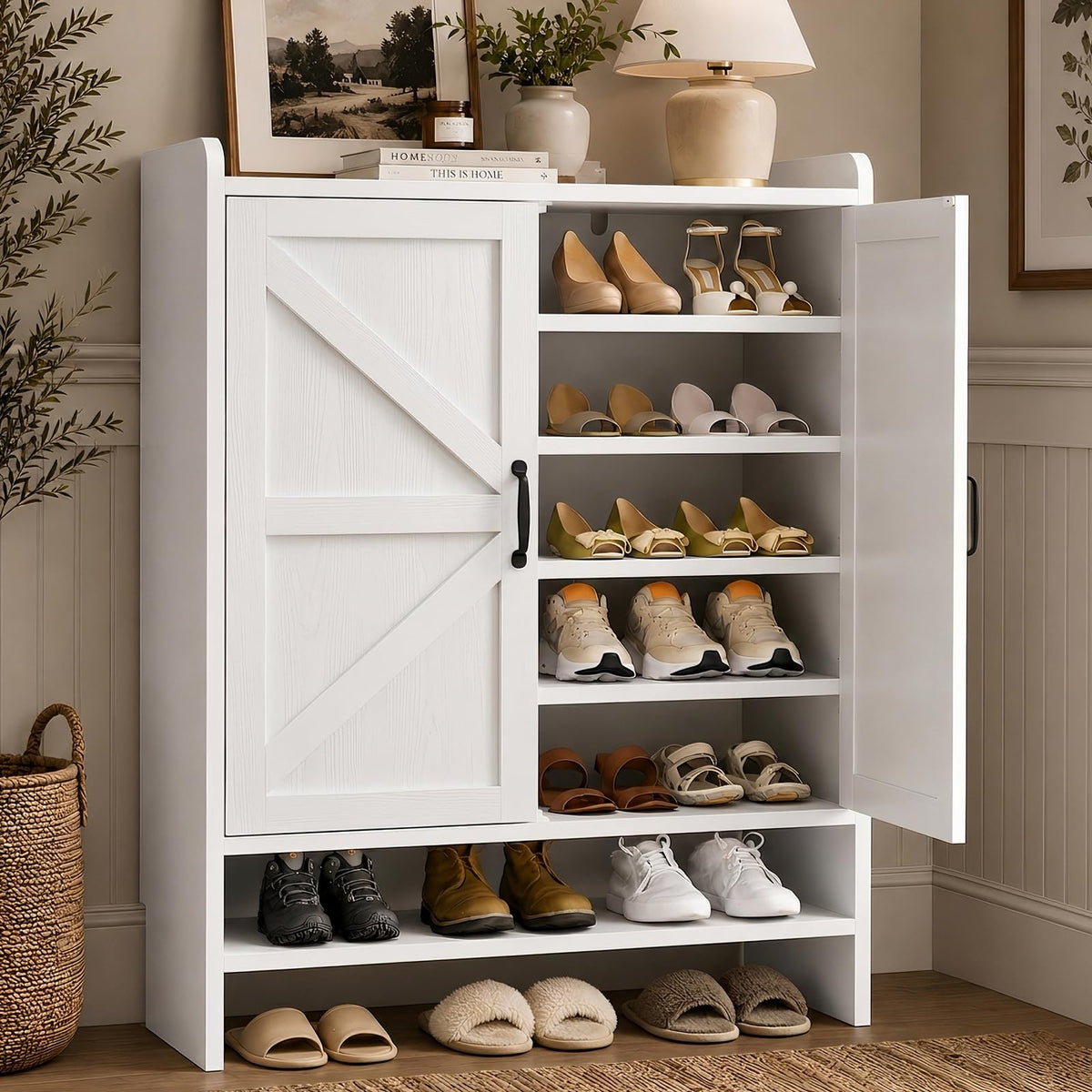 White 5-Tier Shoe Storage Cabinet Z382
