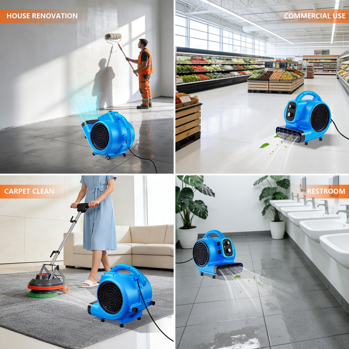 1/4 HP 1000 CFM Portable Air Mover Blower Fan P297299