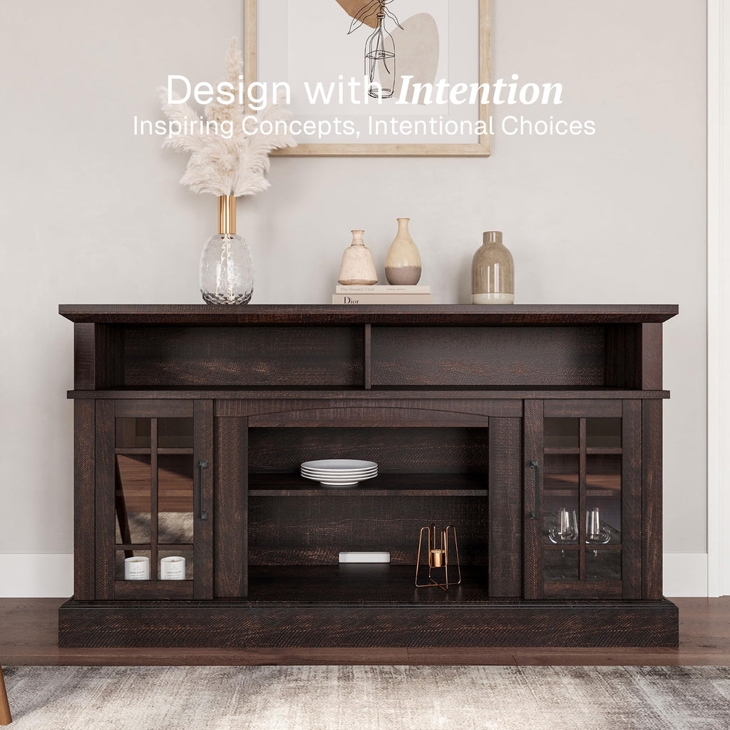 58" Espresso TV Stand & Media Entertainment Center K79844