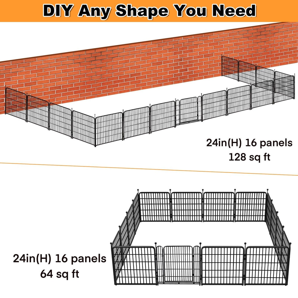24 inch 16 Panels Metal Dog Playpen X1774