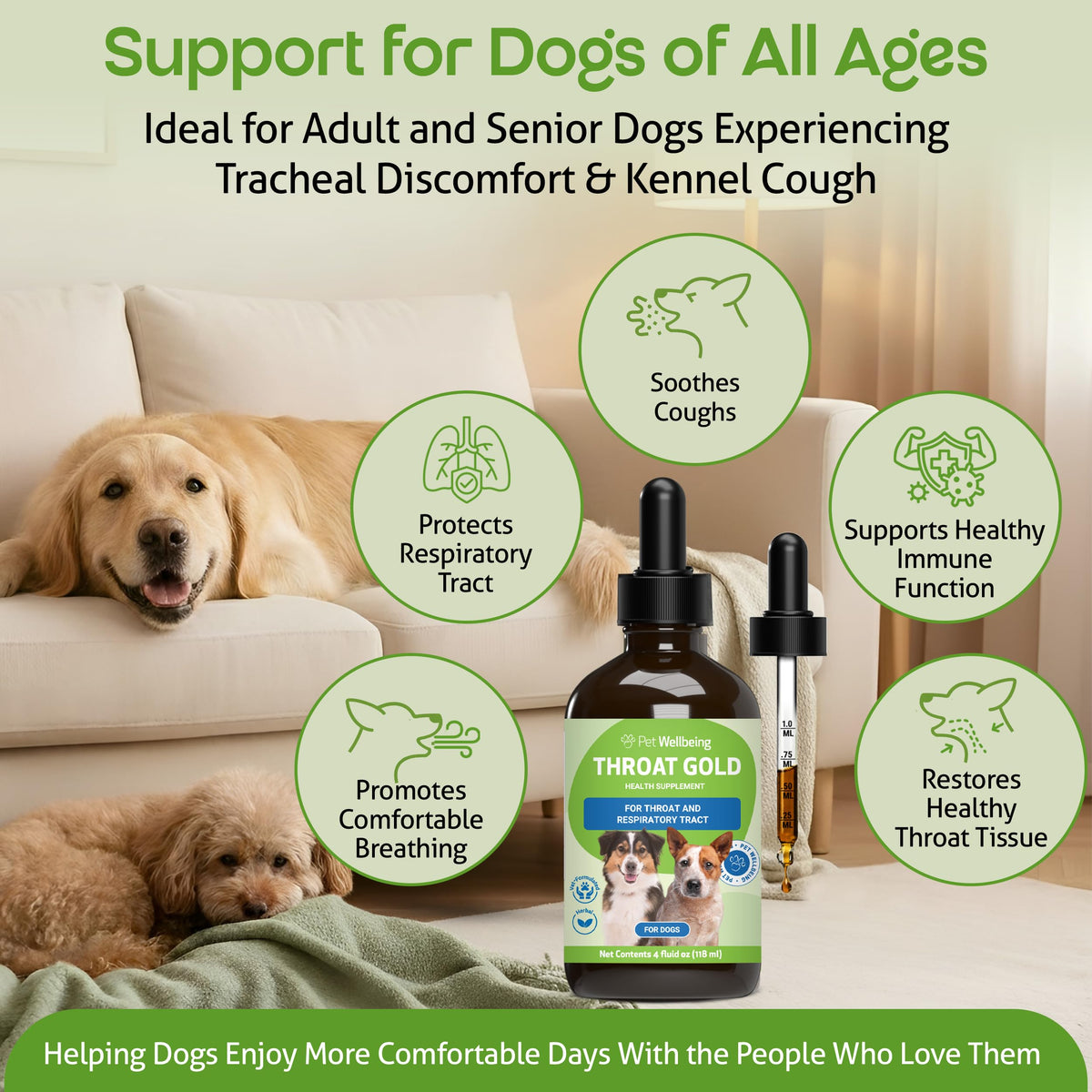 Throat Discomfort & Immune Care for Dogs, 4 oz J123