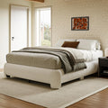 Queen Size White Boucle Upholstered Bed Frame L39311